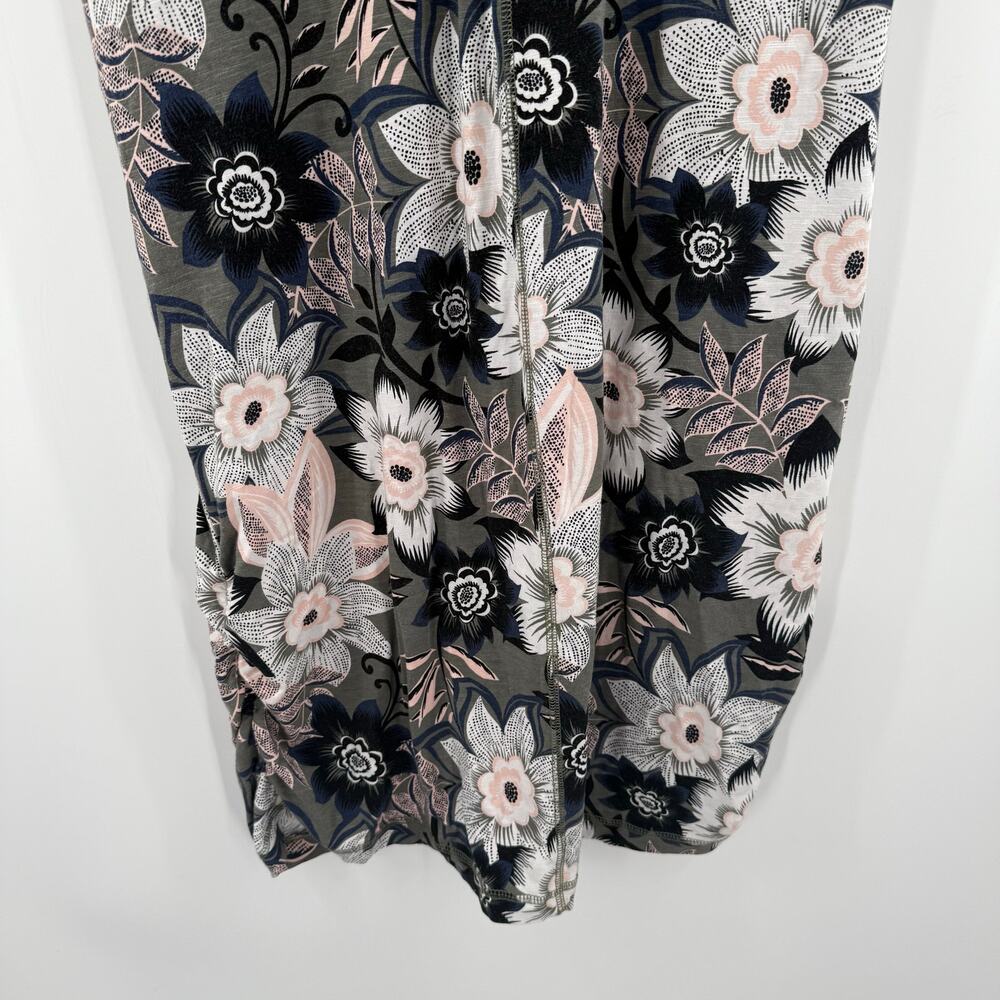 T BY Talbots Dress Size Medium Tropical Floral Open Cutout Back Stretch Ruched - Picture 13 of 16